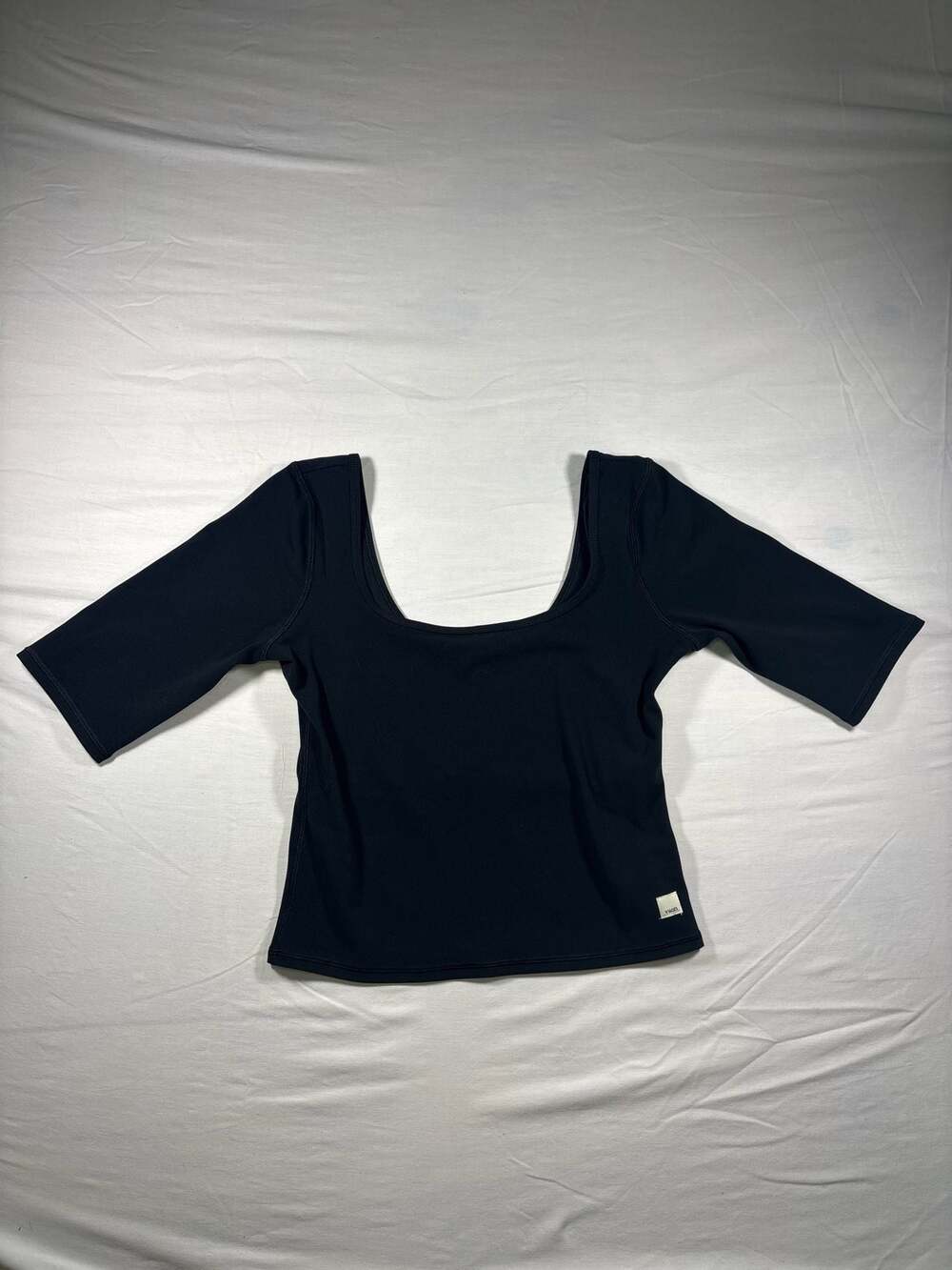 Vuori Square Neck Three-Quarter Sleeve Top - BLACK - XS (0-2)